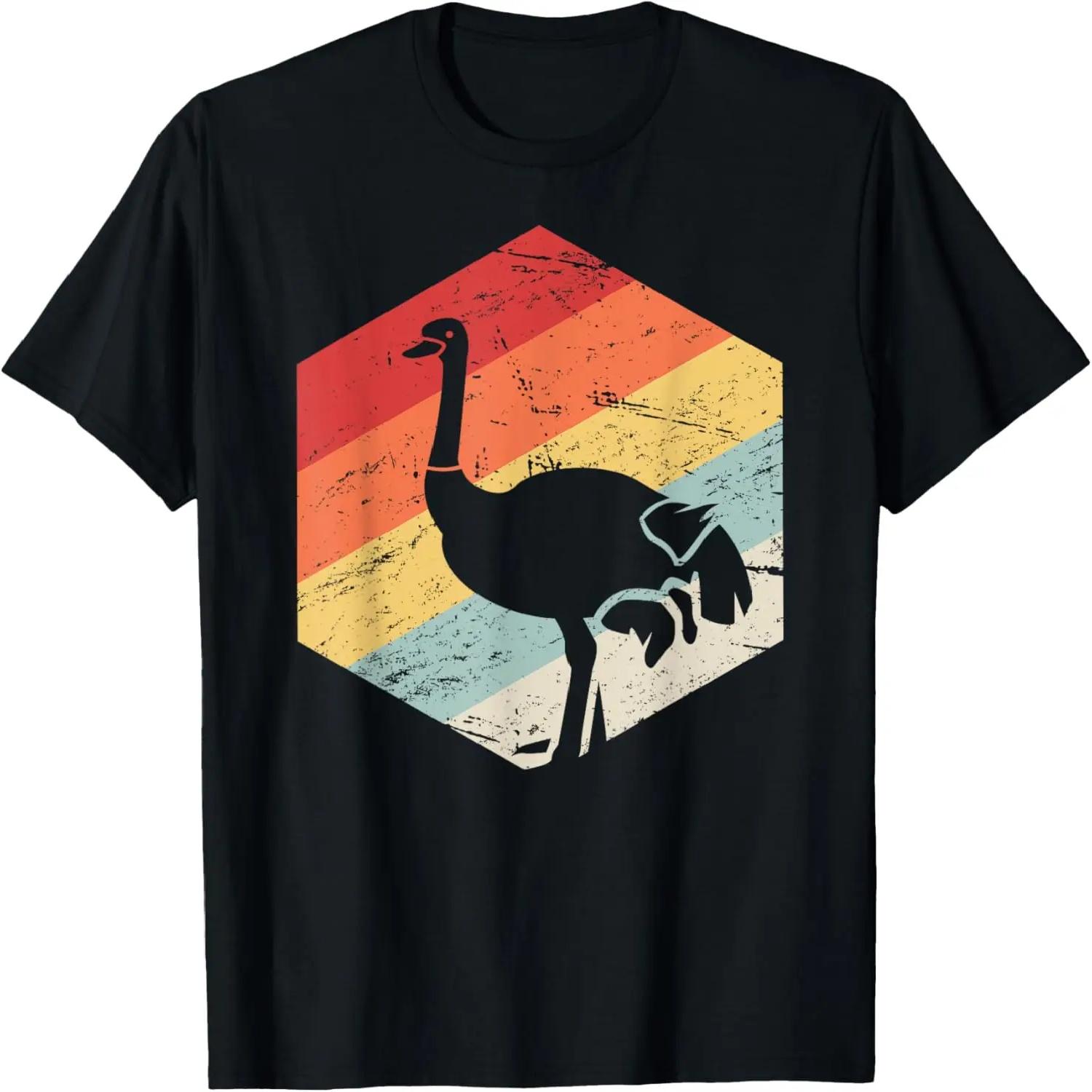 Retro Vintage Bird Ostrich T-Shirt S