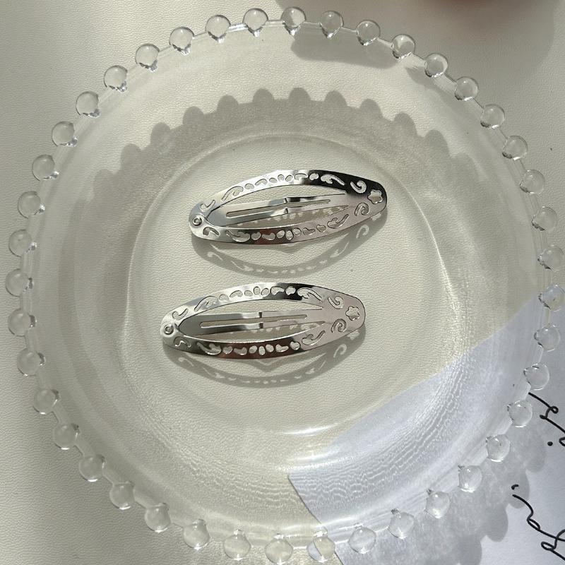 2-8pcs New Ethnic Style Straight Clips Korean Girl Hairclips Y2k Side Clips Cute Hair Clip Headband Silver BB Clip