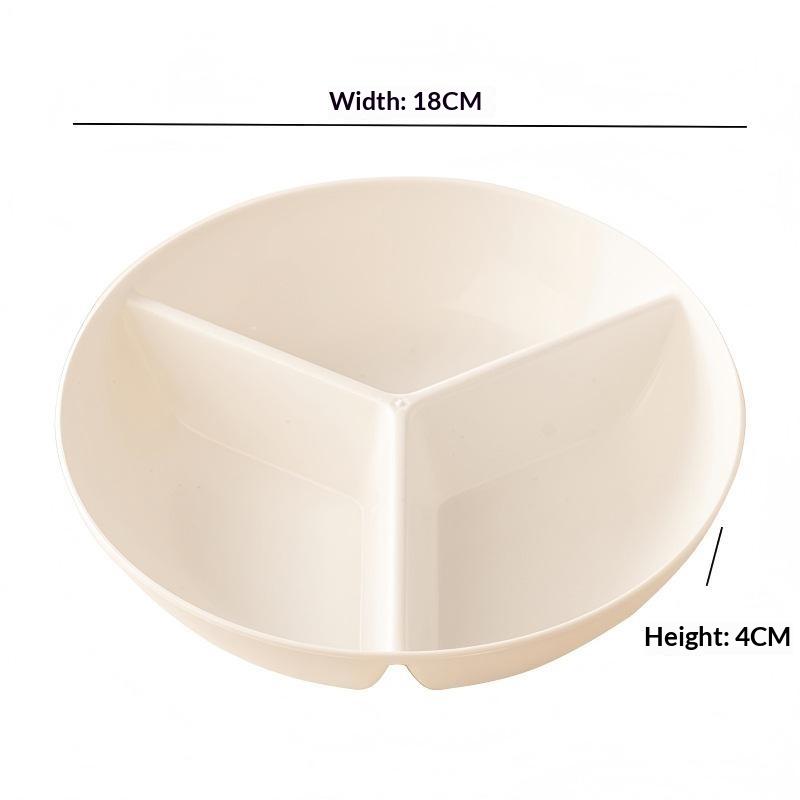 3 Compartments Grid-Shaped Dinner Plate Round Plastic Snack Serving Platter Durable Large Capacity Divided Food Tray Rice Cooker