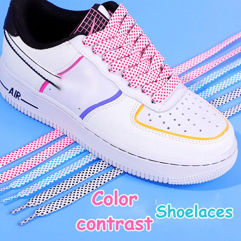 Flat Shoelace Women's Ins Small White Shoes Contrast Color Matching  Laces Rope Flat Personality AF1 Men's Sports 100/120/140CM