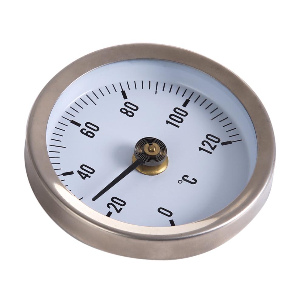 0-120℃ Stainless Steel Clamp-on Tube Thermometer 63mm Clip On Thermometer Spring for Measuring Temperatures of Hot Water Pipes