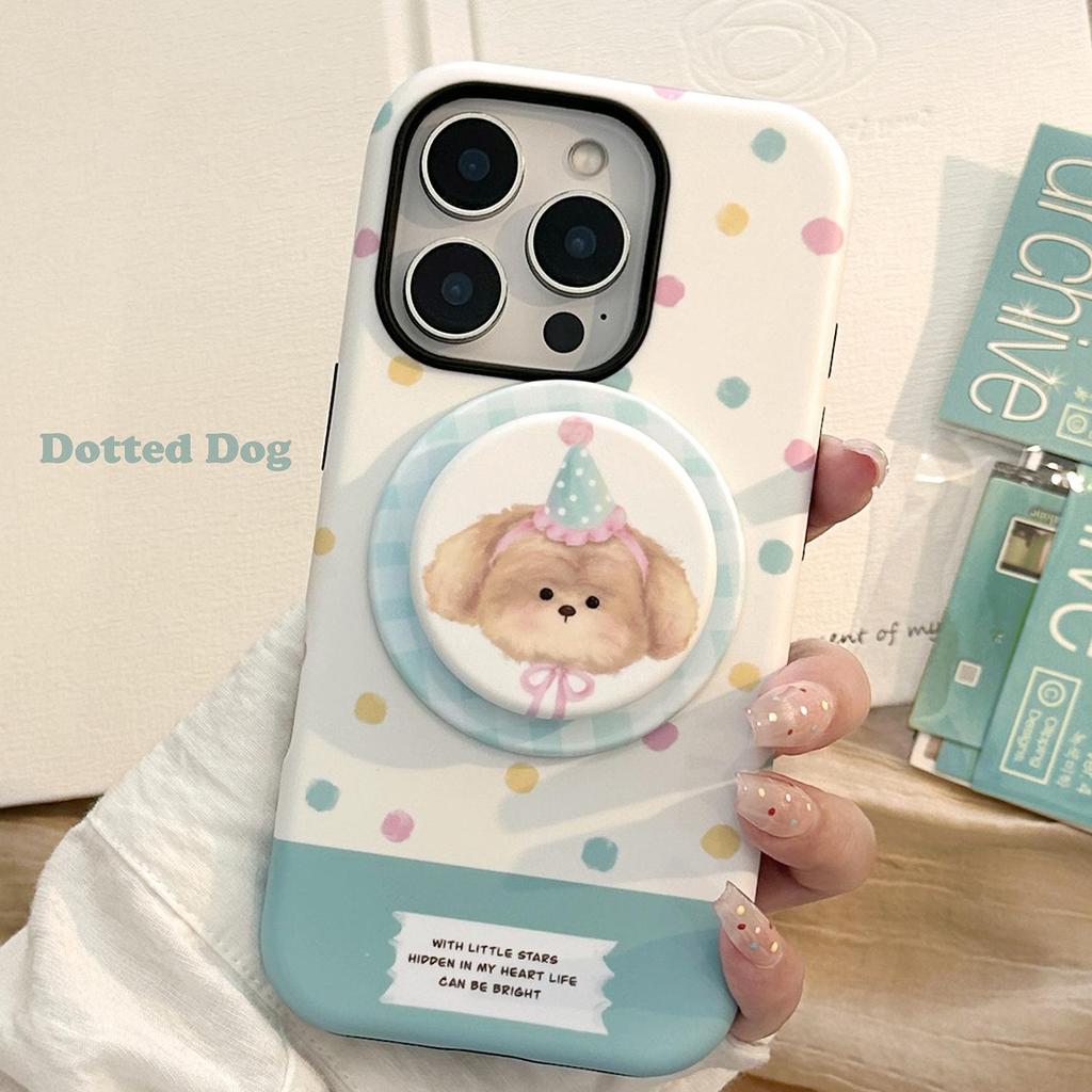 Cartoon Puppy Magnetic Holder Phone Case for Apple Phones