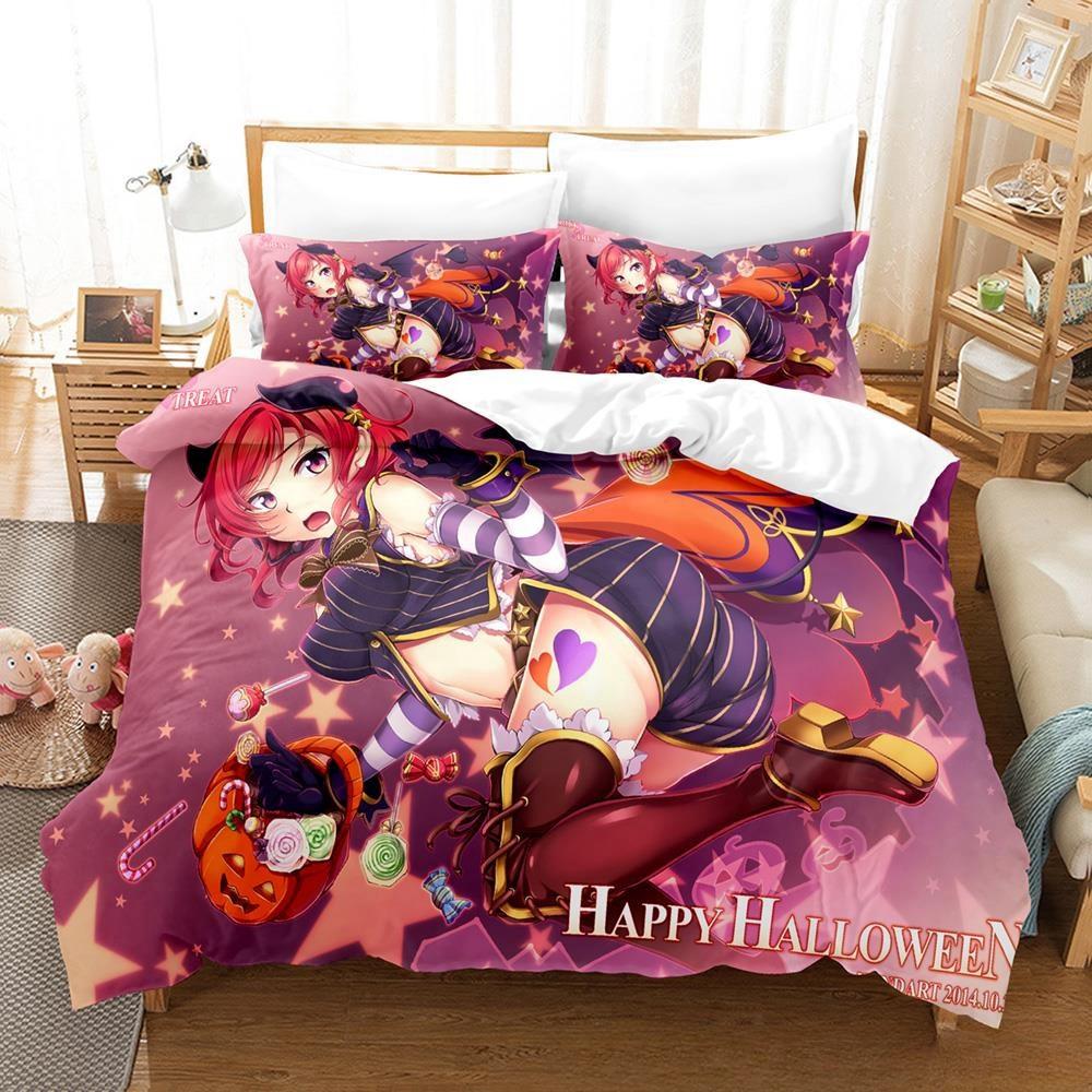 Fashion 2025 New Kawaii Love Live! Bedding Set Cartoon Anime three-piece Set Adult Kid Bedroom Duvet Cover Sets Home Textiles