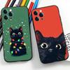 Cute Black Cat For IPhone 15 16 14 Plus 13 12 11 17 Pro Max 17 Air Black Soft Phone Cover