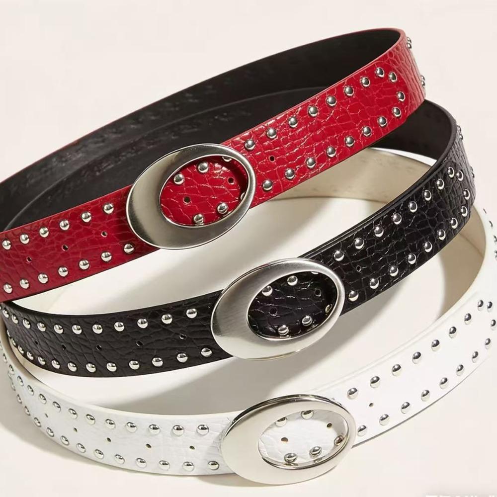 PU Leather American Retro Belt Rivets Waist Belt Personality Women Niche Belts  For Jeans,Skirt