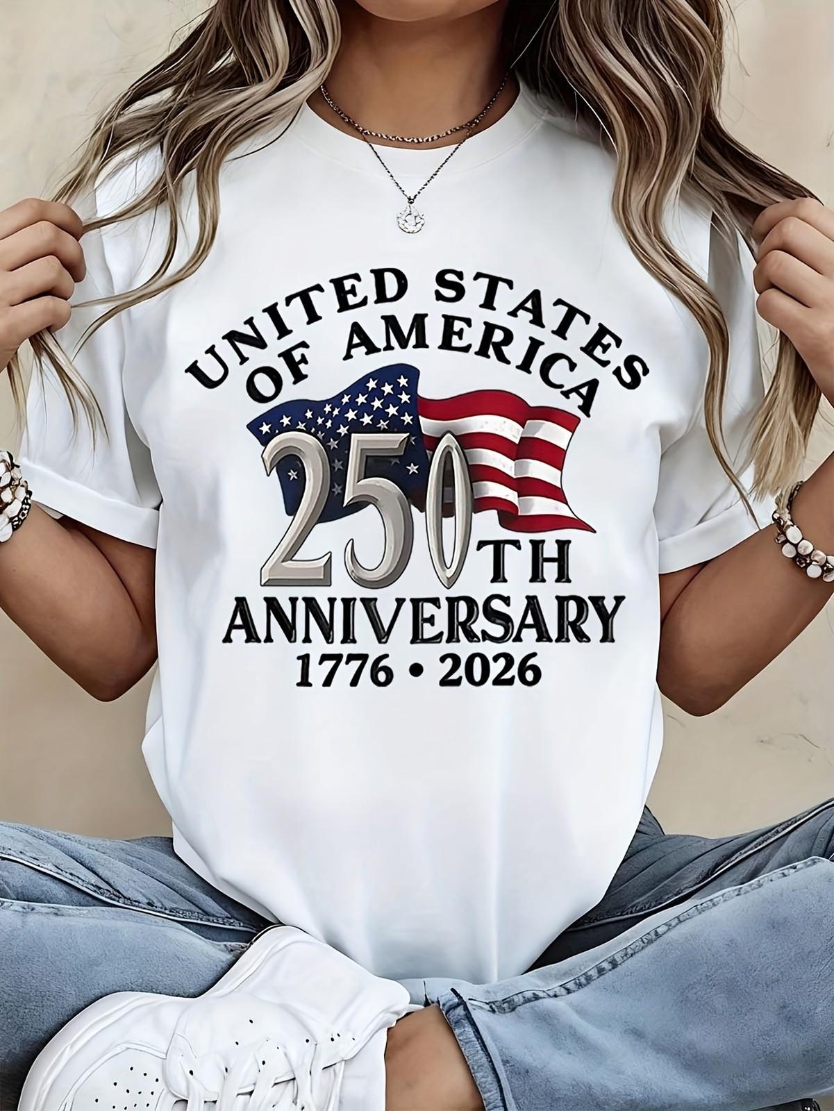 USA 250th Anniversary Shirt 1776 2026 Patriotic American Flag T-Shirt M