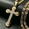 Stainless Steel Luxury Zircon Cross Necklace Pendant for Men Women Jewelry Accessories