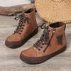 Sneakers women's autumn and winter new autumn and winter short boots front lace-up side zipper thick sole solid color single shoes women