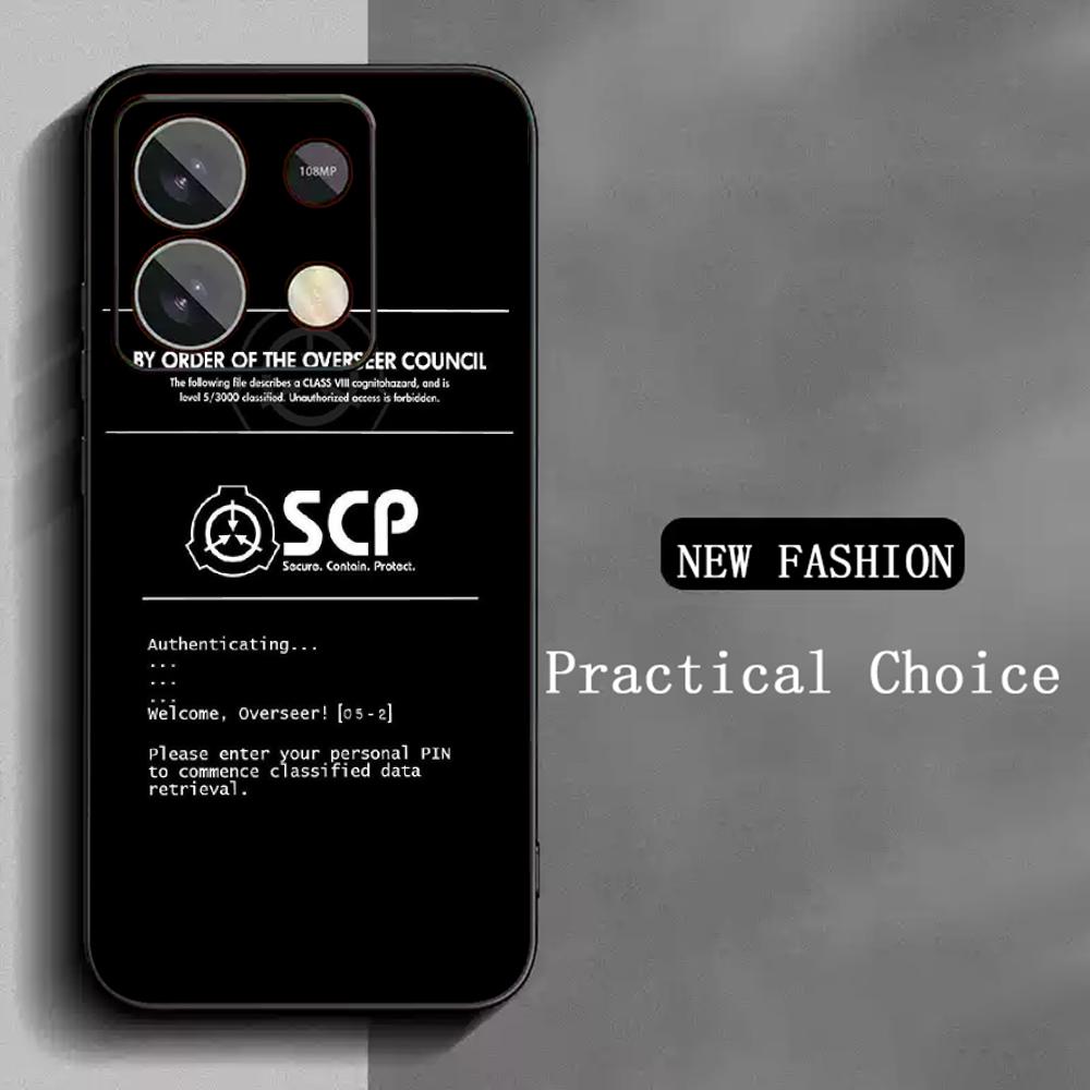 

Cool S-scp logo design Phone Case For Redmi Note 14 13 12 11 Pro Plus S 5G 14C A3 Soft Black Phone Cover Redmi Note 11 Pro 5G