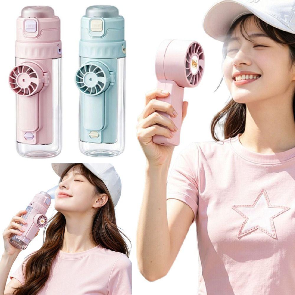 Detachable Fan Hydration Spray Fan Cup 610 ML Sports Drinking Bottle  Summer Hydration
