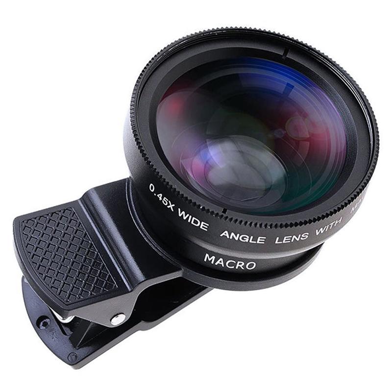 2In1 Fisheye Phone Lens 0.45X Wide Angle Zoom Fish Eye Macro Lenses Camera Kits