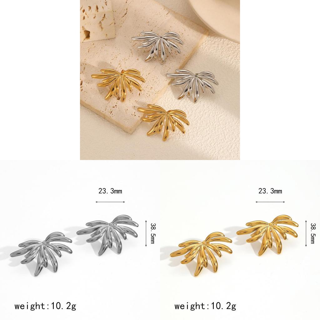 Floral Stainless Steel Earrings For Women With Stylish Spring Accessory