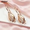 SIMJOO Rose Gold Color Fashionable Geometric Shape Noble Women's Stone Earrings Pendants
