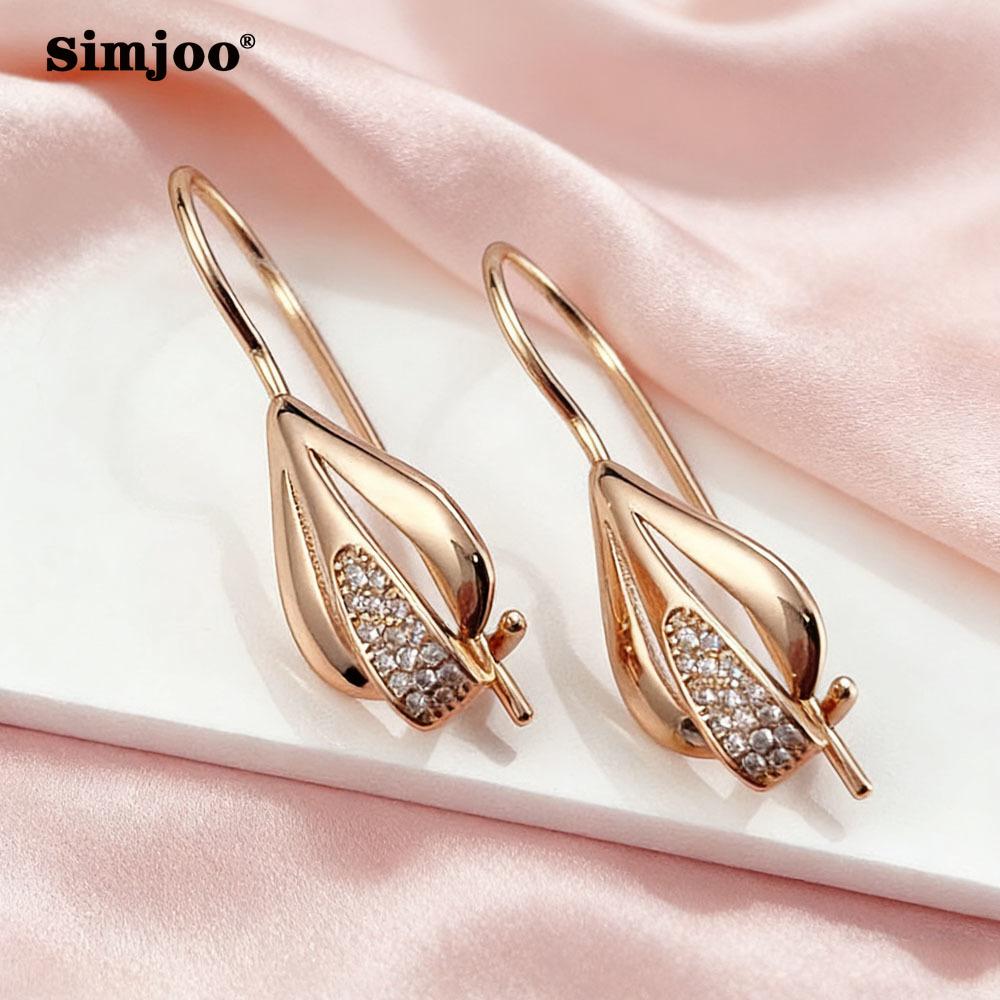 SIMJOO Rose Gold Color Fashionable Geometric Shape Noble Women's Stone Earrings Pendants