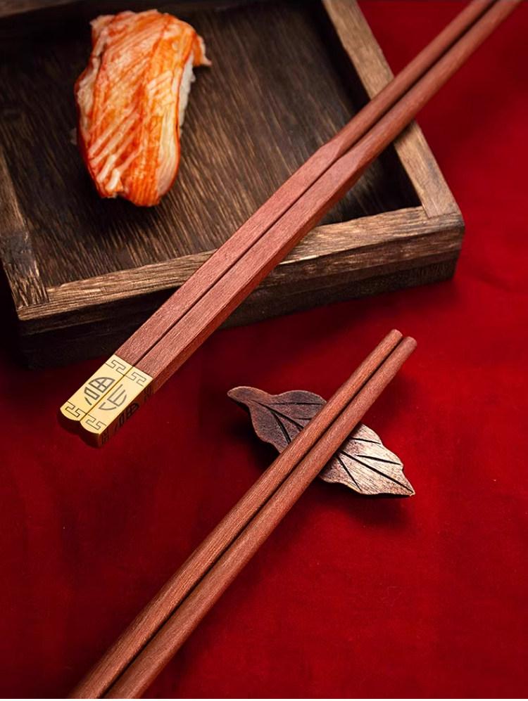 Red Sandalwood Chopstick Gift Set: Unlacquered, Unwaxed Solid Wood for One Person