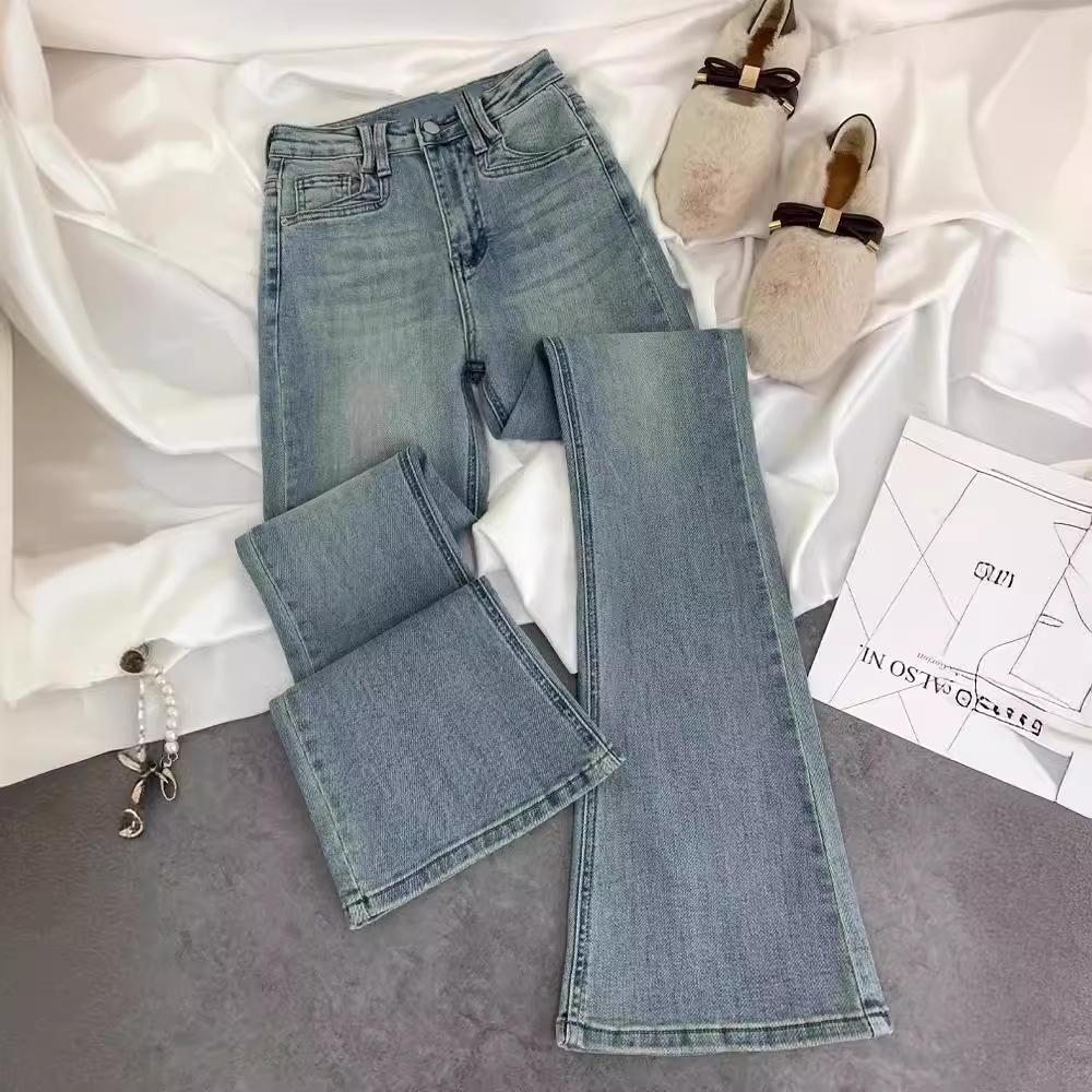 

Женские ретро джинсы клеш с высокой посадкой, облегающие, стрейч 2XL светло-синий