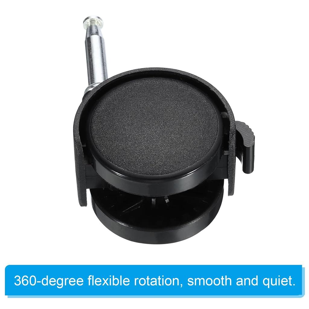 PATIKIL 2 Inch Swivel Stem Casters, 6 Pack Nylon 360 Degree Insert Swivel Stem Wheels with Brake for Chair Shelf Furniture Replacement, Black