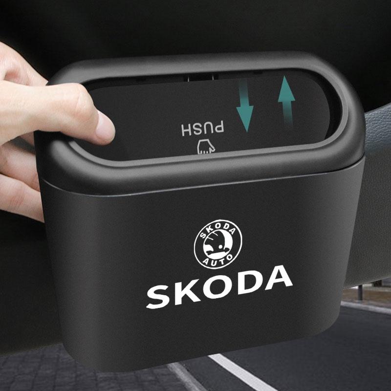 Caixa de Armazenamento para Carro Veículo Preto ABS Quadrado Pressionando Lixeira Para Skoda Octavia MK2 MK3 2 3 A7 Fabia Karoq Kodiaq Superb Rapid Kamiq