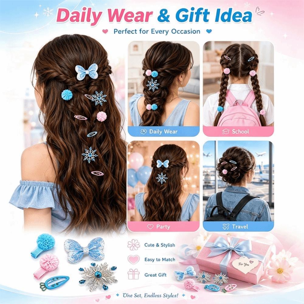 Soft Elastic Girls Hair Accessories Set Glitter Bow Girls Hair Bands Kids Girls