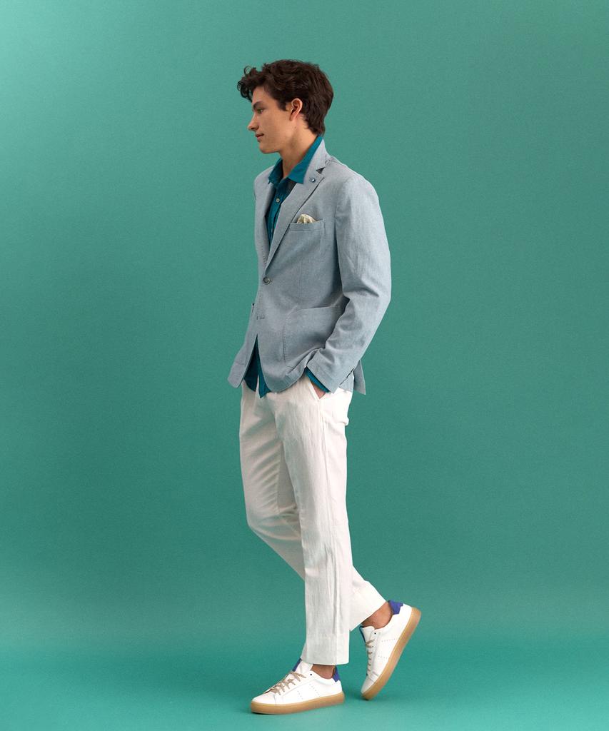 Panicale Sky Blue Cotton Linen Jacket
