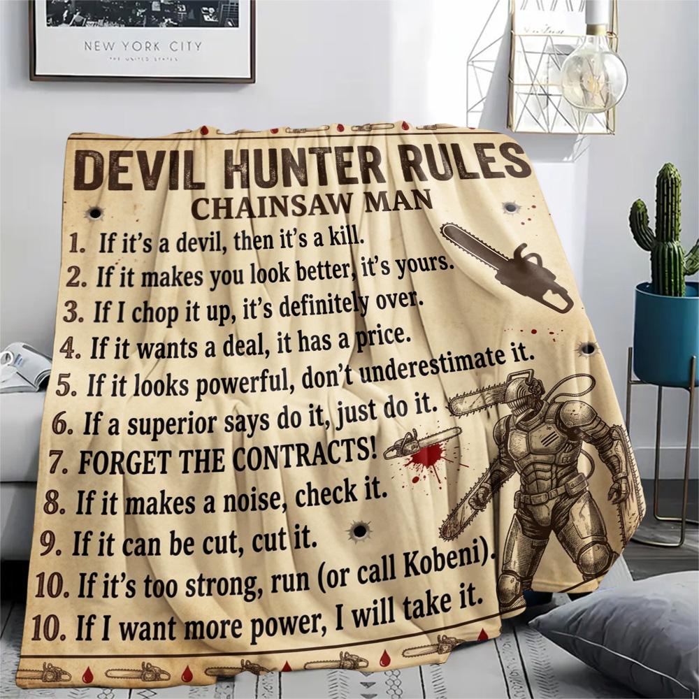 1 Stück Chainsaw Man Gemustert Flanelldecke Geeignet für Alle Jahreszeiten Für Heimdekoration Wärme Und Komfort Geschenke Feiertagsgeschenk