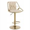 Beige Velvet Swivel Stool with a Gold Frame for the Living Room