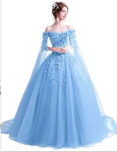 Rose Red Evening Dress with Yarn Long Sleeves 1011 New Bridal Wedding Toast Fairy Evening Dress