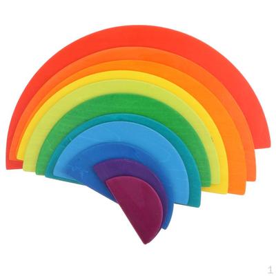 Creative Nesting Educational Toys - 11 Pieces Wooden Rainbow Puzzle