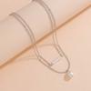 New Personality One-word Pearl Pendant Women's Double Stacked Alloy Necklace Clavicle Chain