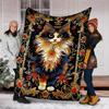 1pc Cat Ornament Print Outdoor Blanket, Lightweight Polyester,