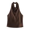 Araltay New Arrival Fashion Style Women's Clothing Fashion All-Match Pure Color Silk Satin Texture Halter Top 3203317