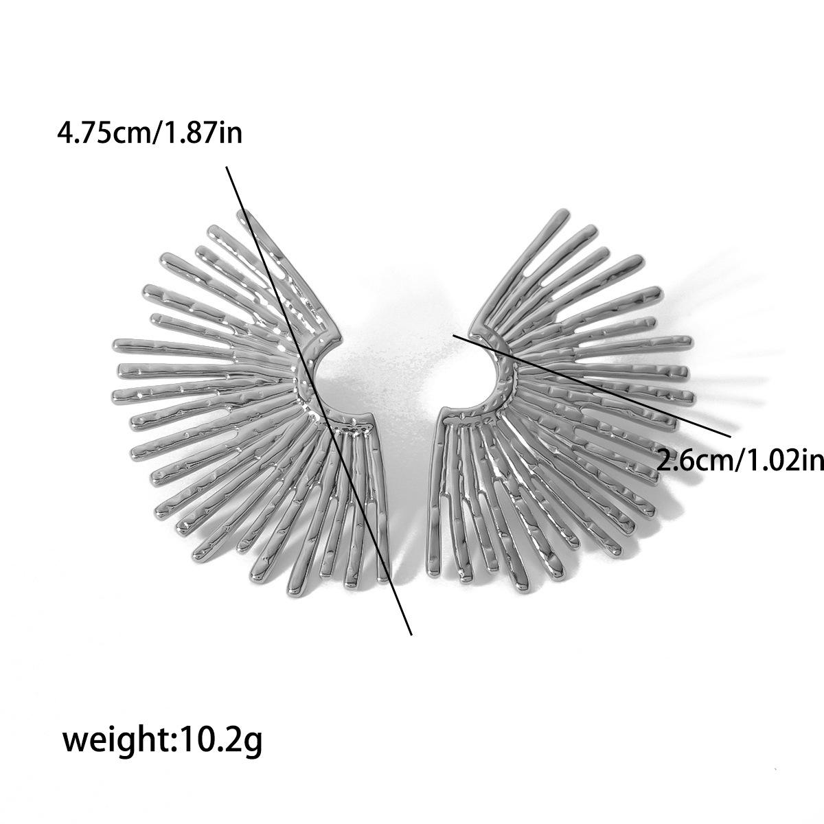 

Преувеличенные ретро серьги-лучи в форме веера из 18-каратного золота и нержавеющей стали
