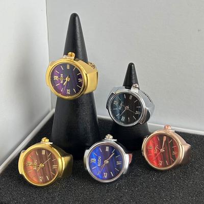 Retro Punk Legierung Finger Uhr Ring Für Frauen Männer Paar Ringe Digitale Uhren Elastische Dehnbar Finger Band Ringe Schmuck Uhr