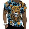 Herr Sommar Lejontryck Kortärmad Lejon Grafiska T-shirts Herr Sommarkläder T-shirt Herr Kortärmade T-shirts