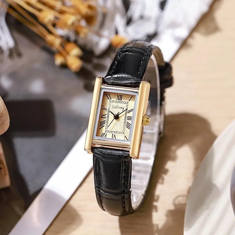 Fashion Elegant Design Rectangle Roma Dial Leather Quartz Watches Movement Business Dress Ladies Watch New Relogio Feminino