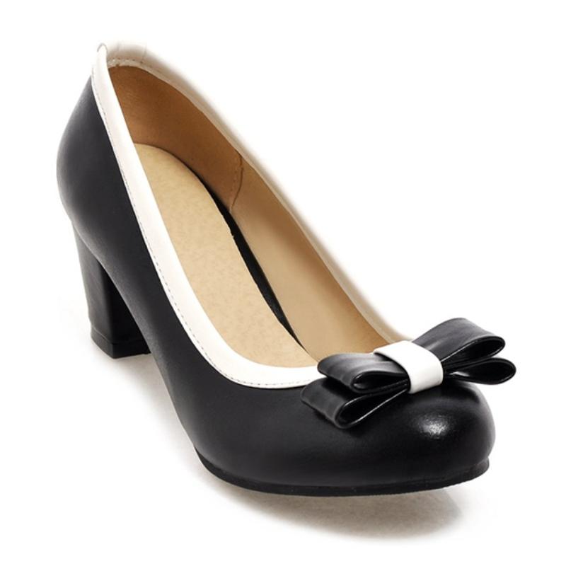 Sweet Women's Pink High Heels Fashion Bow-tied Black Beige Purple Low Heeled Party Wedding Shoes Ladies Dress Pumps Elegant 2025