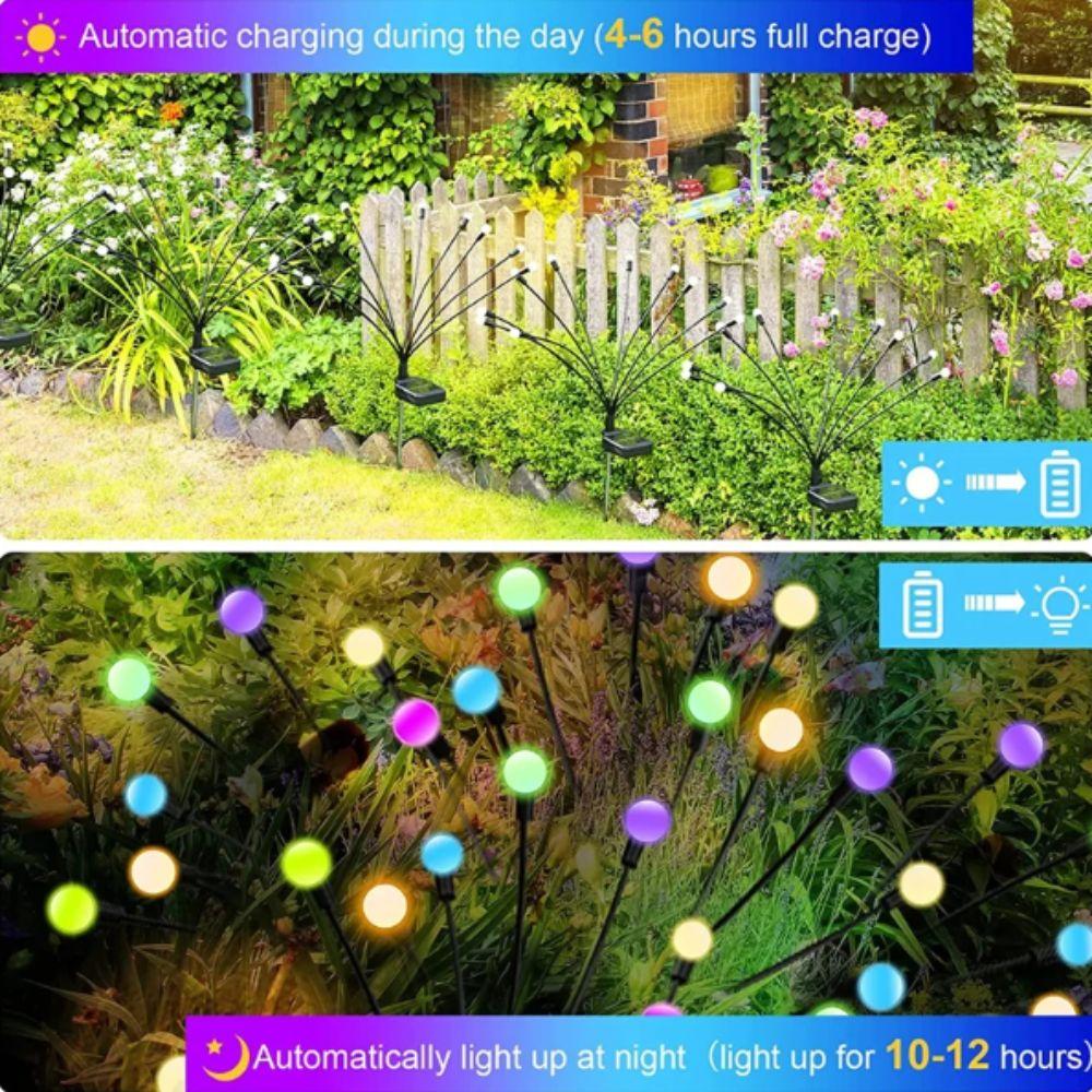 IP65 Waterproof Solar Firefly String Lights Wind Motion Creative Personalized Solar Firefly Lights New Upgraded 6 LED
