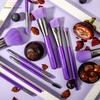 Docolor 10 Pcs Purple Makeup Brushes Synthetic Hair Professional Powder Foundation Blush Eye Blending Contour Make Up Brushes