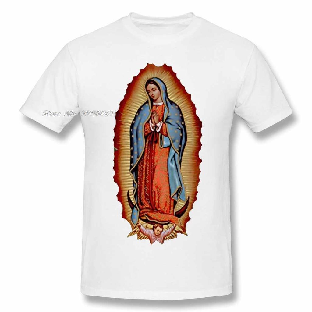 Skala Jungfru Maria Guadeloupe T-shirt Herr/Dam Högkvalitativ Bomull Sommar T-shirt Kort Ärm Grafik T-shirt Topp Gåva