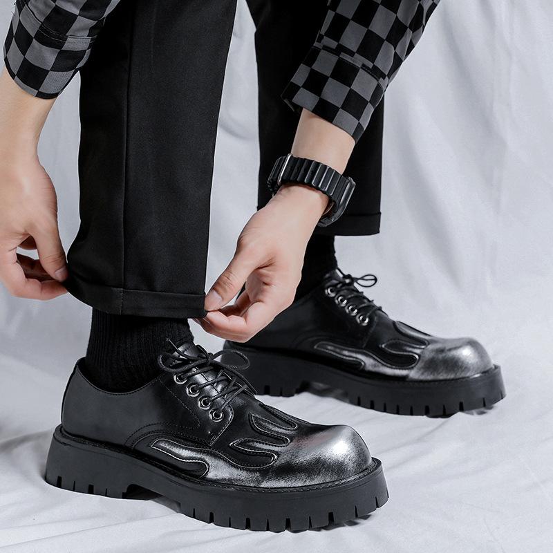 Height-increasing men's shoes big head and thick sole 2025 new British dress trend men's leather shoes 2025 direct sales 9520-R