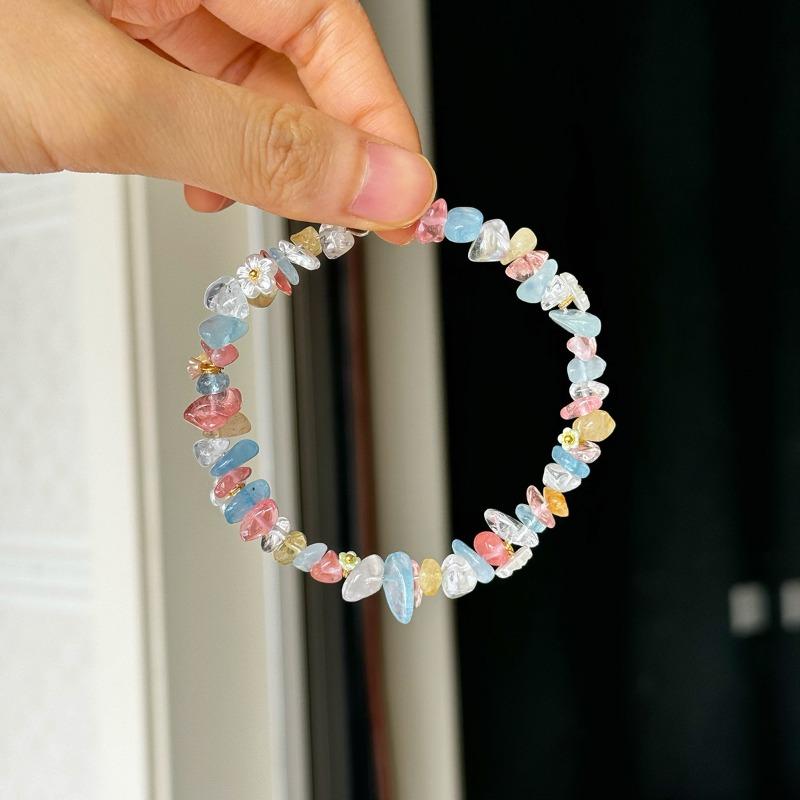 Dopamine fresh color gravel flower bracelet sweet exquisite versatile bracelet summer girlfriend jewelry gift women