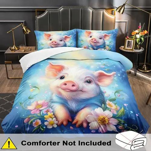 Cartoon Pig Duvet Cover Duvet Cover With Cartoon Pig Pattern Suitable For Children Kids And Adults Soft Warm And Breathable