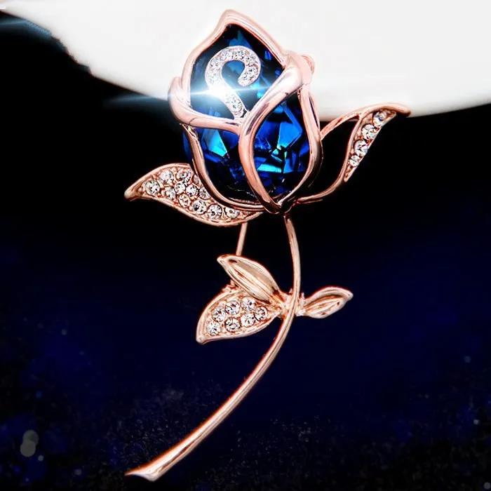 New Temperament Trendy Gold Color Zircon Flower Brooches for Women Cute Sweet Advanced Opal Pins Jewelry Accessories Gift