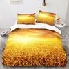 Wheat Field Landscape Duvet Cover Queen Golden Wheat Ears Bathed In Sunlight Quilt Cover Farm Theme Bedding Set Warm And Nice