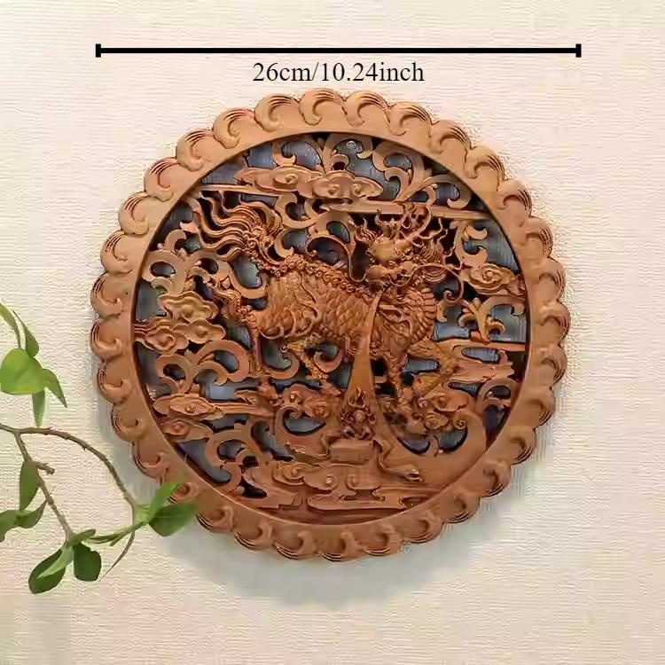 1pc Chinese Woodcarving Ornaments Solid Wood Carving Crafts Living Room Wall Decoration Home Accessories Wall Decorations