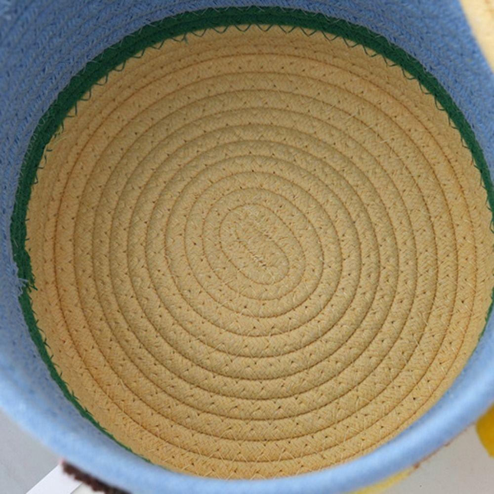 Cartoon Cotton Rope Storage Basket Dachshund Pattern with Cover Hand Gift Box Decorative Round Hand Woven Basket