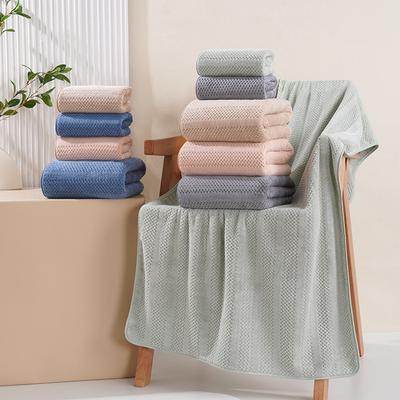 Pineapple Grid Bath Towel Set Coral Fleece High Absorbency Quick Dry Soft Thick Towel for Home Bath Spa