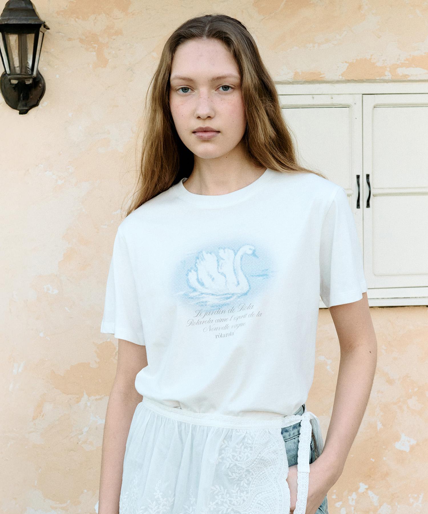 Lora Lora Swan Graphic T-Shirt White White/S