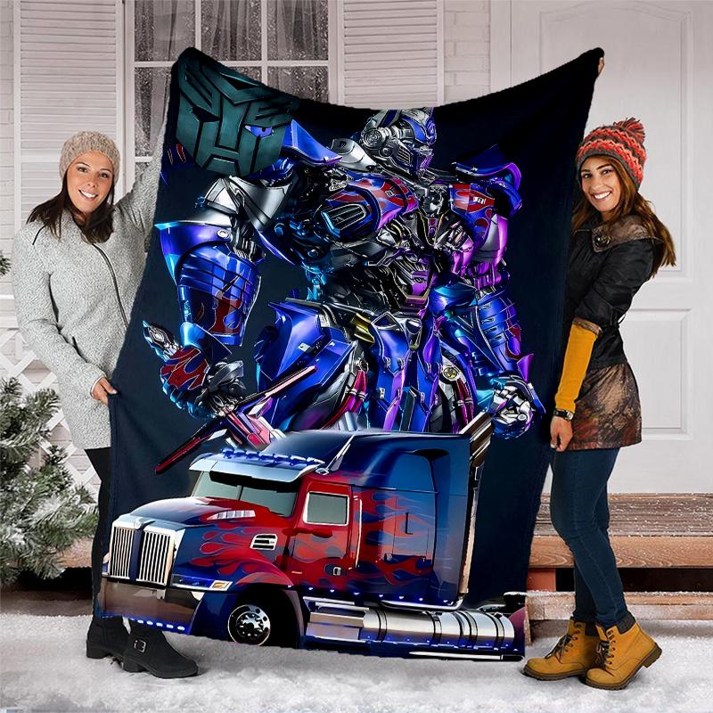 1pc Transformers2 Theme Blanket - Digital Print, Polyester, Cozy for All Seasons, Perfect for Outdoor, Camping, and Travel