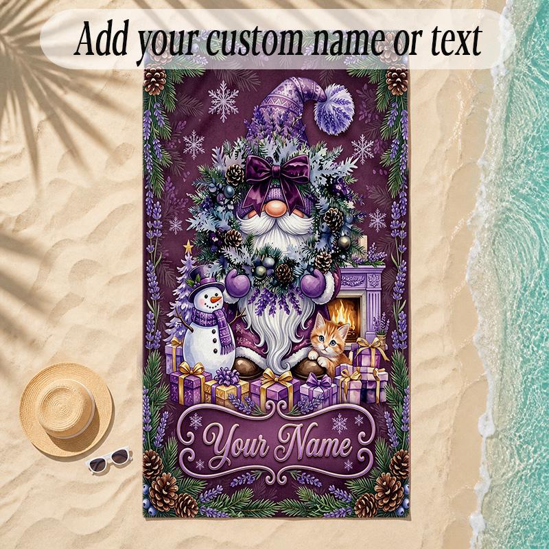 Snow Theme Soft Beach Towel Personalized Custom Name Text Towel Portable for Beach Pool Travel